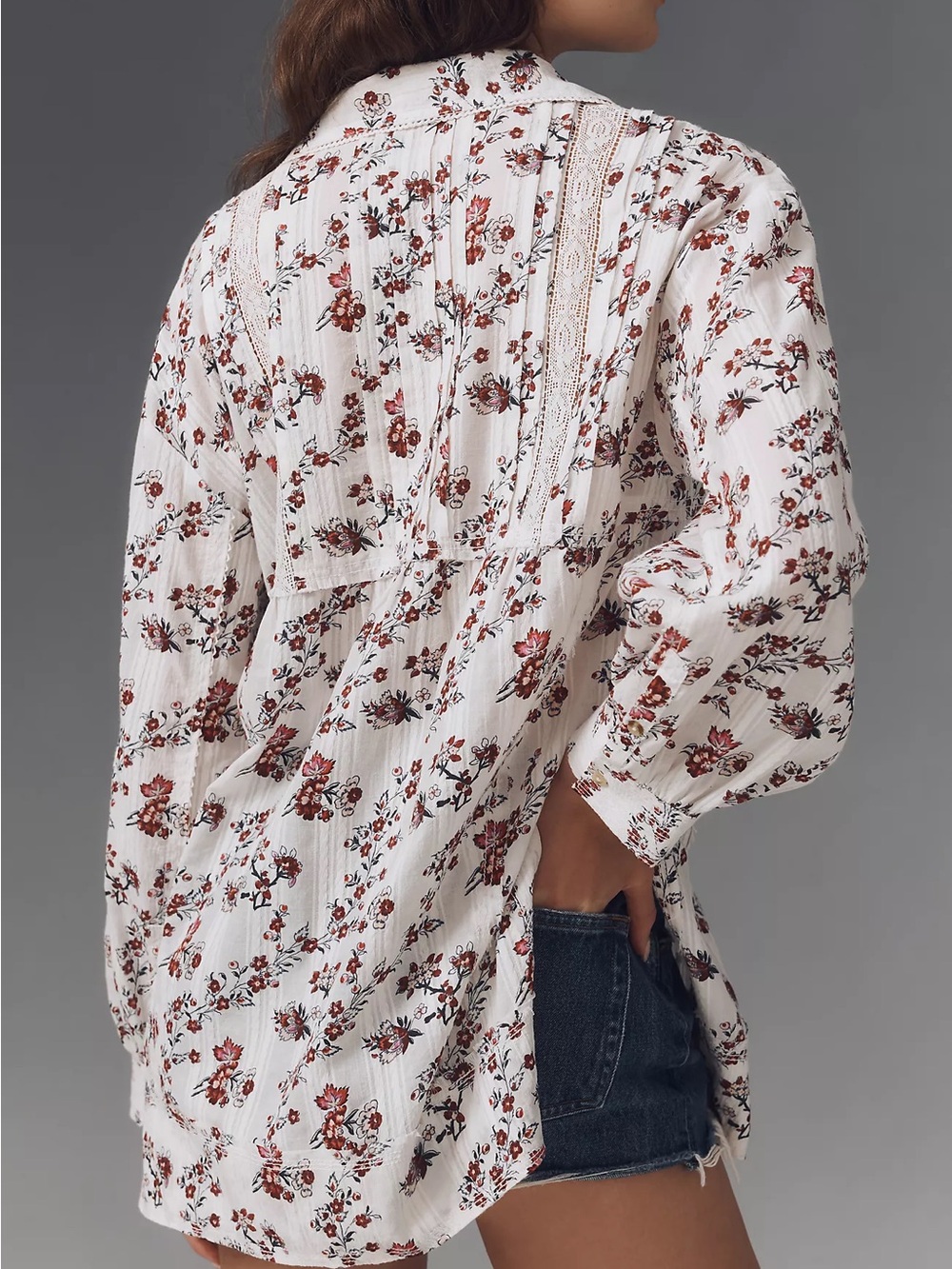 Pilcro Collared Pintuck Blouse Sz XL - Picture 2 of 9
